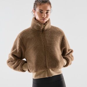 Babaton Aritzia Brown Teddy Full Zip Jacket XXS